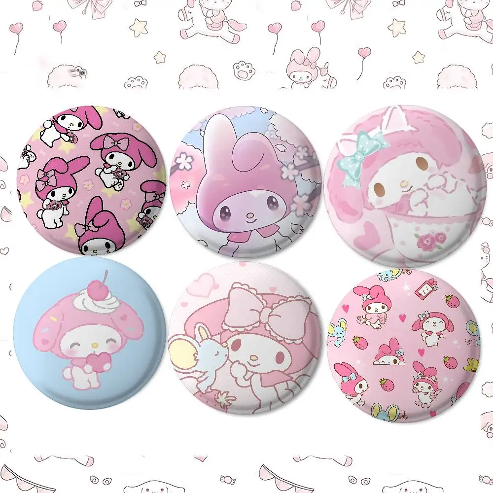 Cute M-My Melodys Badges Tinplate Soft Button Pin Brooch Metal Badge Custom Jewelry Accessories Hat Bag Lapel