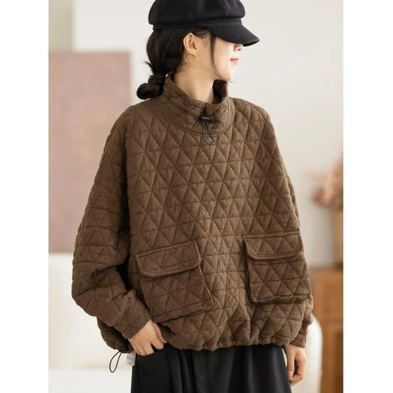 هودي نسائي كوري ياباني بياقة عالية وتصميم برباط، لون موحد، مقاس كبير، أكمام طويلة، أزياء نسائية عصرية مريحة #1