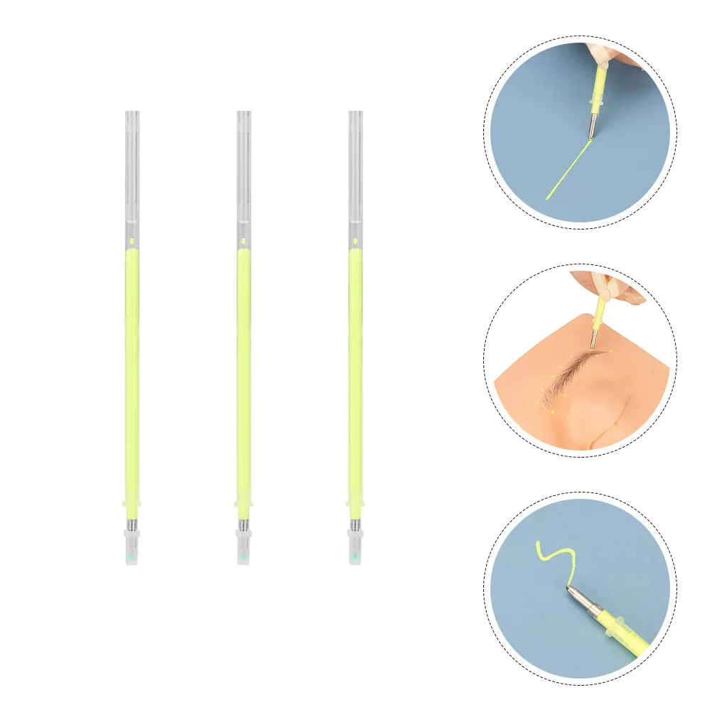 3Pcs Tattooing Makeup Pen Transparent Eyebrow Position Pen for Embroidered Brow Mapping Microblading Skin Marking Portable Salon