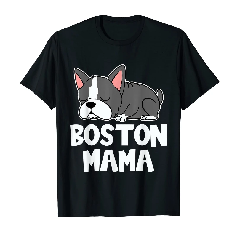 Boston Terrier Dog Puppy Cute Dog Breed Bossy Mama T-Shirt Fashion Summer Tshirt Casual Loose Sport Jogging Top Short Sleeves