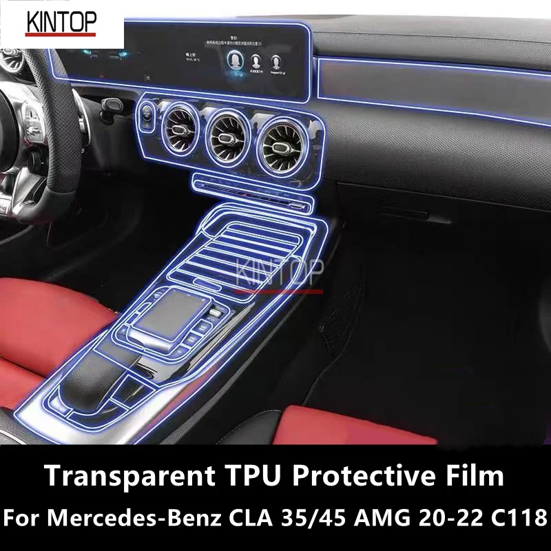 

For Mercedes-Benz CLA 35/45 AMG 20-22 C118 Car Interior Center Console Transparent TPU Protective Film Anti-scratch Repair Film