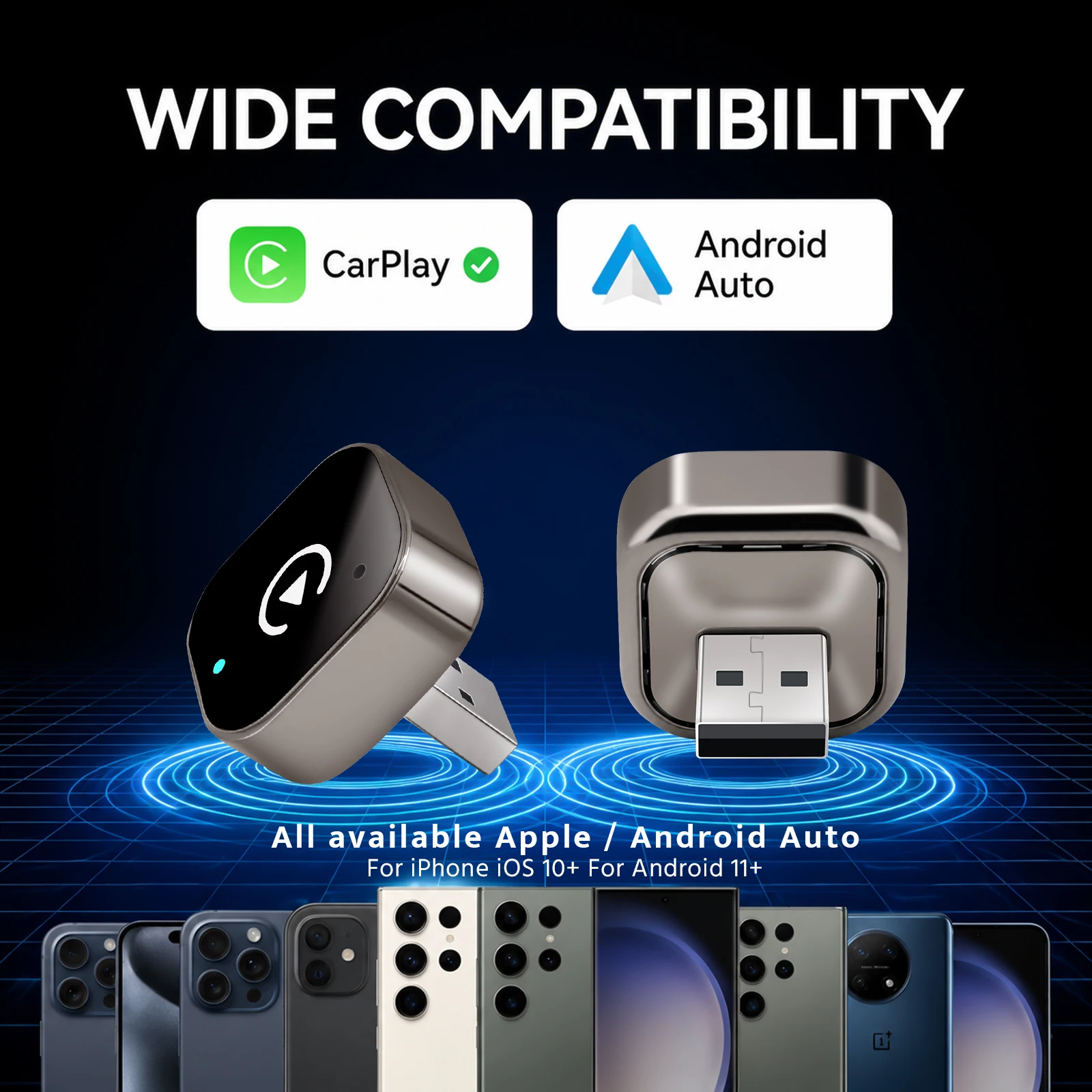 Kabelloser CarPlay-Adapter 2026 Verbessert – Geeignet für Apple iPhone & Android, mit Kompakter Größe, Plug-and-Play-Komfort und F – Detail 11