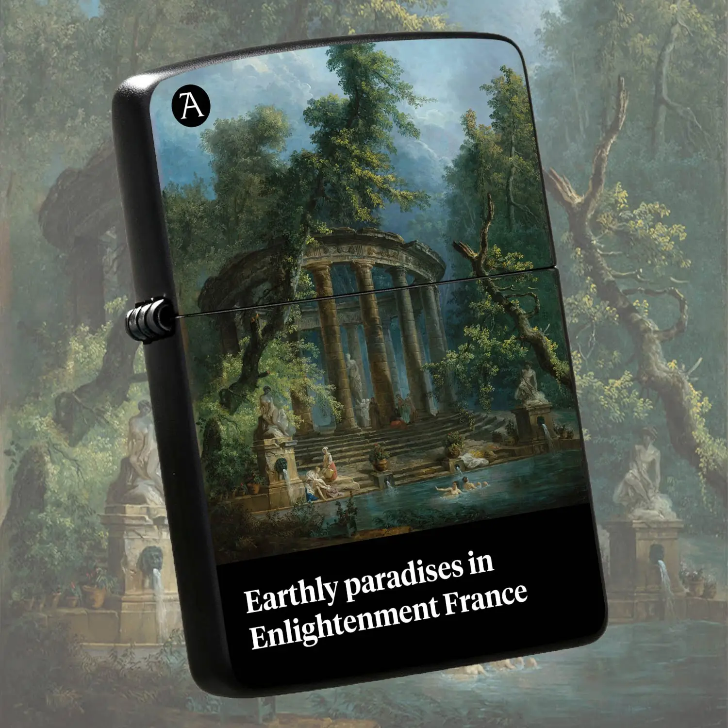 Retro Art Painting Earthly Paradises In Enlightenment France Themed Lighter, Exquisite Landscape Art Print Decor, Portable Daily Use Accessory, Ideal For Personalgifting, Fine Craftsmanship Aesthetic Practical Must-Have A Humorous And Inter