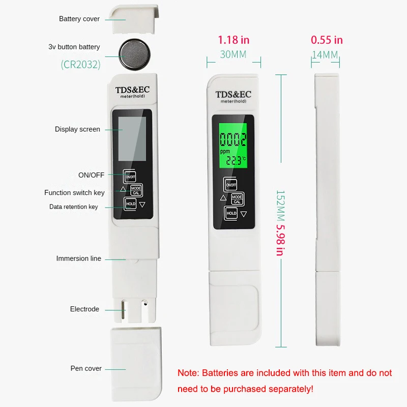 3 in 1 TEMP/TDS/EC Meter Tester  Digital Thermometer Pen Water Purity PPM Filter Hydroponic for Aquarium Pool Water Monitor Tool view 6