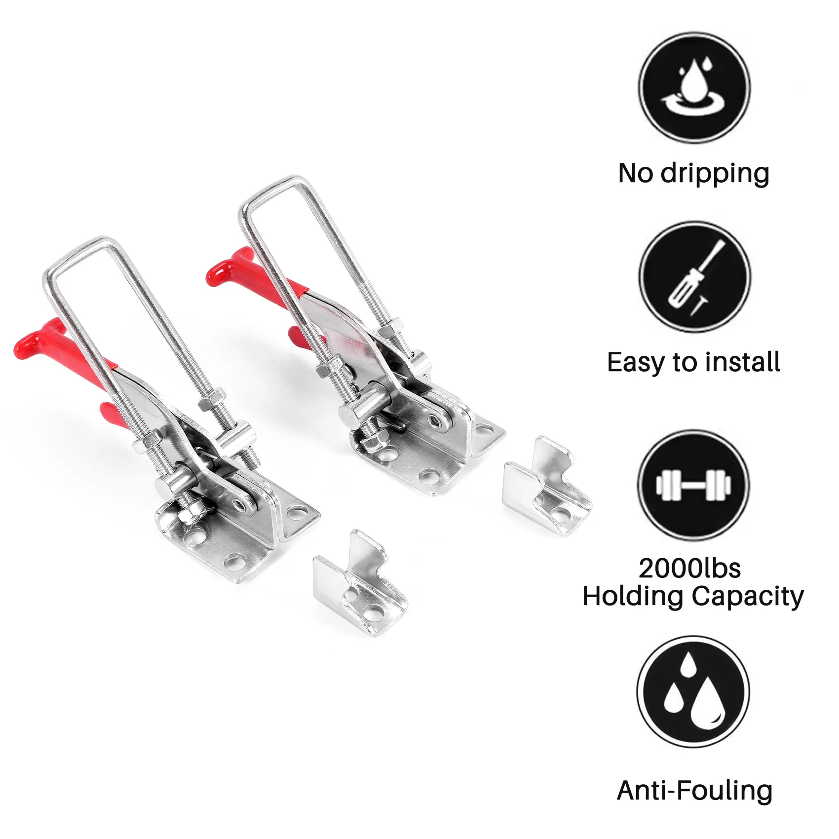 ABGE-2-Pack 2000Lbs Capacity Heavy Duty Adjustable Latch U Bolt Self-Lock Toggle Clamp