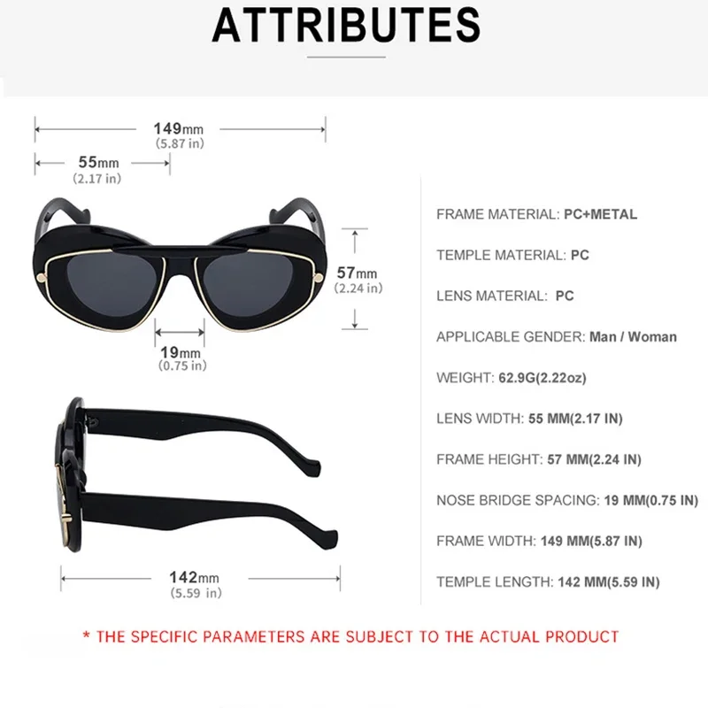 Y2K Big Frame Cat Eye Sunglasses Women For Men Luxury Brand Designer Vintage Sun Glasses Popular Punk Trendy Sexy Ladies Shades