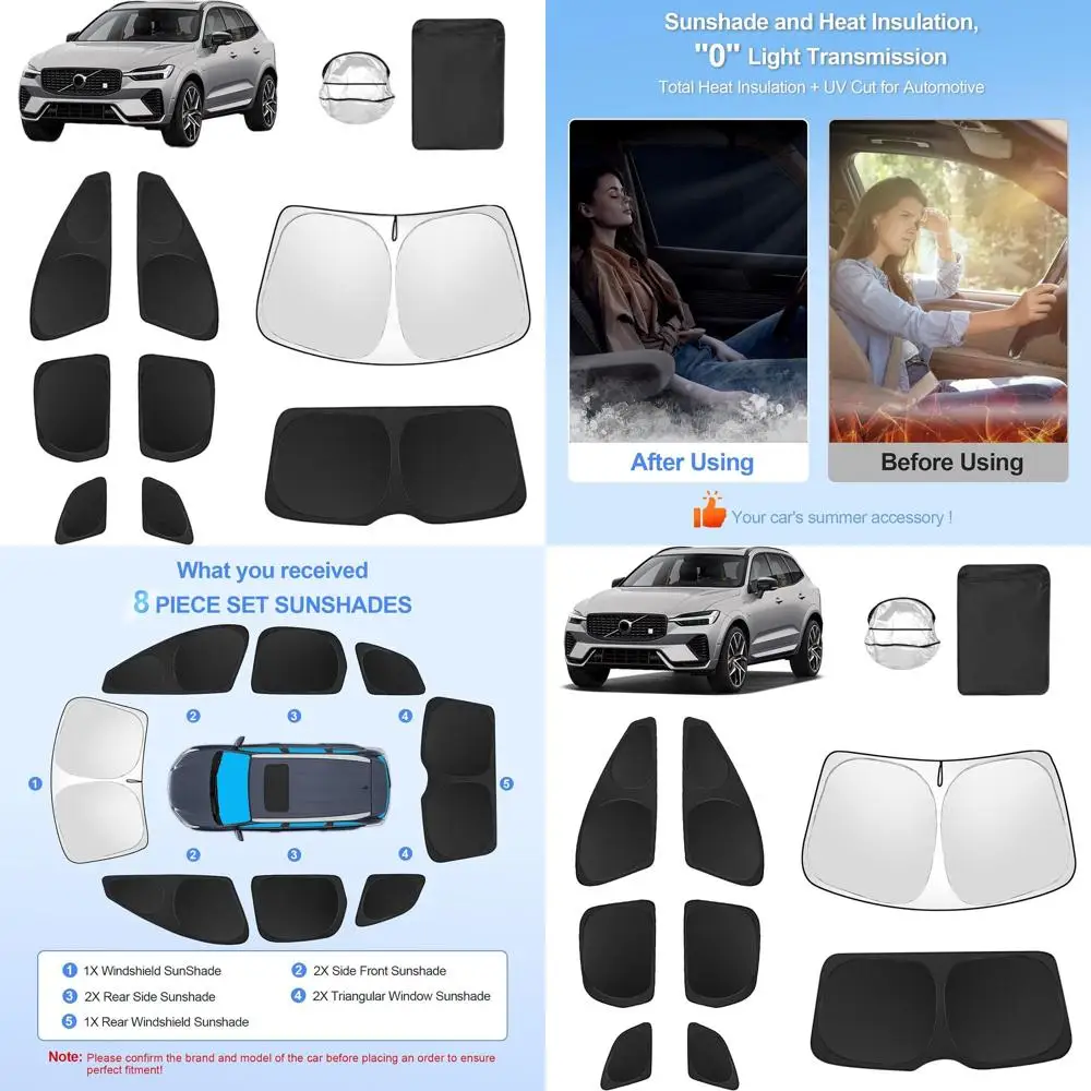 Car Window Shades for 2018-2024 XC60, Full Coverage Sunshades, UV Protection, Privacy for Outdoor Camping