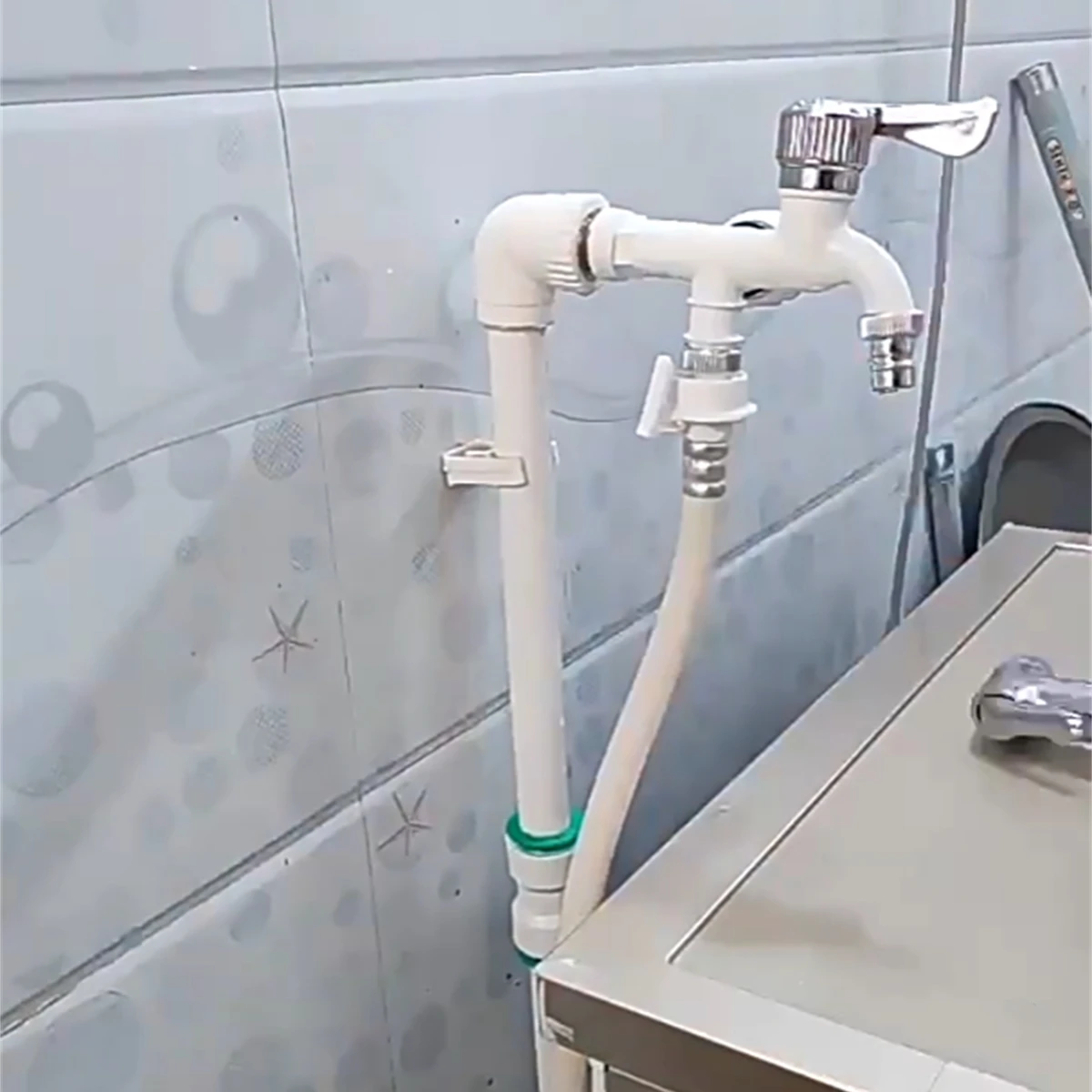 Kitchen Dual-Control ABS Faucet 1/2" Threaded Connection Water Saving Bathroom Shower Tap Washing Machine Dual-Use Splicer 1Pc