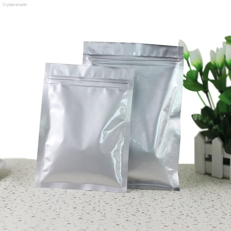 100pcs/lot- 12 sizes options  Aluminum Foil Flat Bottom Bag Zipper Seal Bags for Food Sample Tea Candy Party Gift Packaging