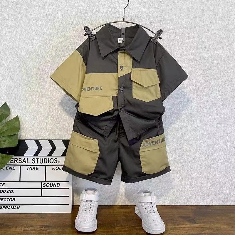 

T-shirt+Shorts 2-piece Clothes Sets 1-12 Y Kids Boys Fashion Handsome Cartoon Bear Summer Korean Style Casual Sports Suit