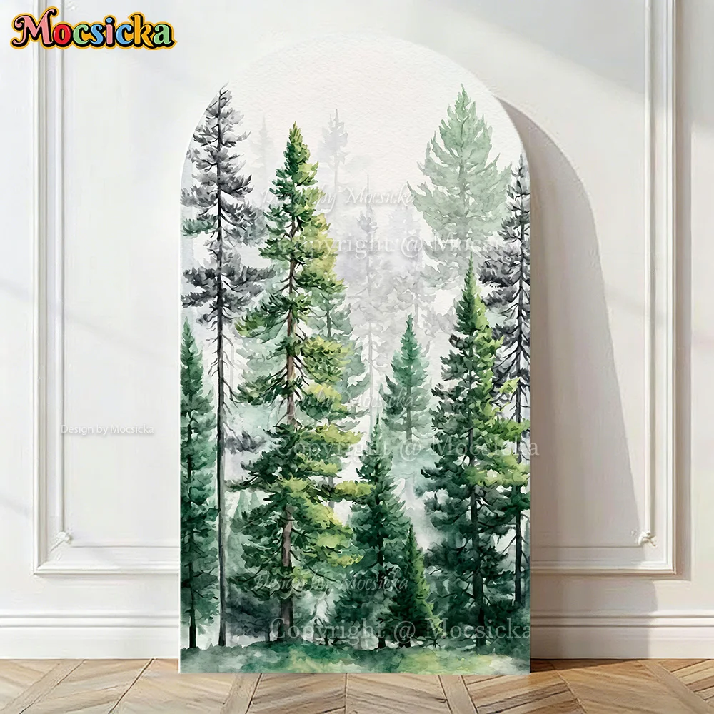 

Mocsicka Watercolor Pine Forest Arch Cover Backdrop Woodland Tree Chiara Wall Background Rustic Wedding Outdoor Themed Photozone