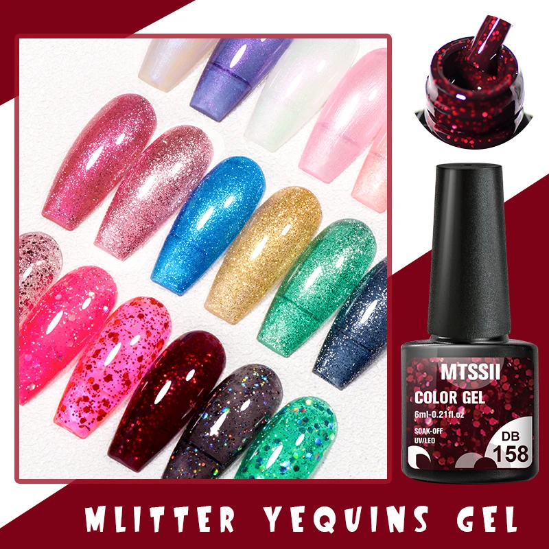 6PCS White Glitter Nail Polish Gel Set Popular Colors Autumn Semi Permanent Soak Off UV Nail Art Manicure Varnish Supplies Kit