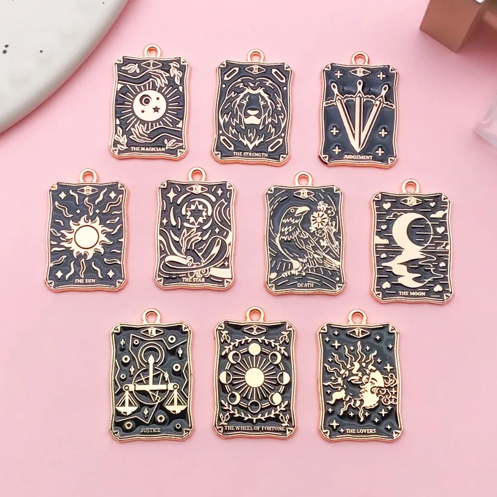 10PCS European and American retro dark tarot card DIY accessories, pendants, necklaces, earrings, keychains