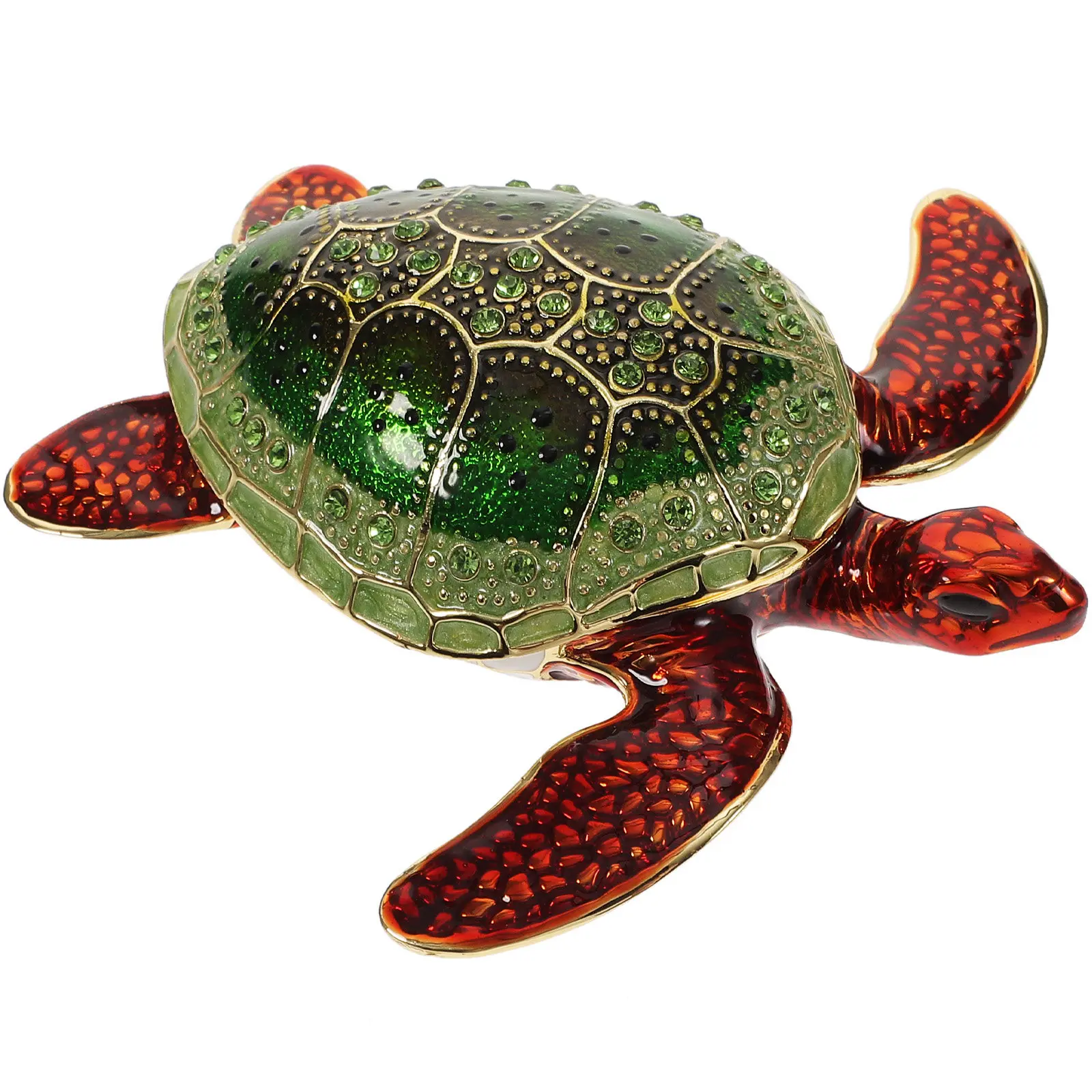 

Metal Turtle Jewelry Case Small Sea Shaped Earring Holder Safe Alloy Magnetic Rhinestone Material Delicate Design Storage Box