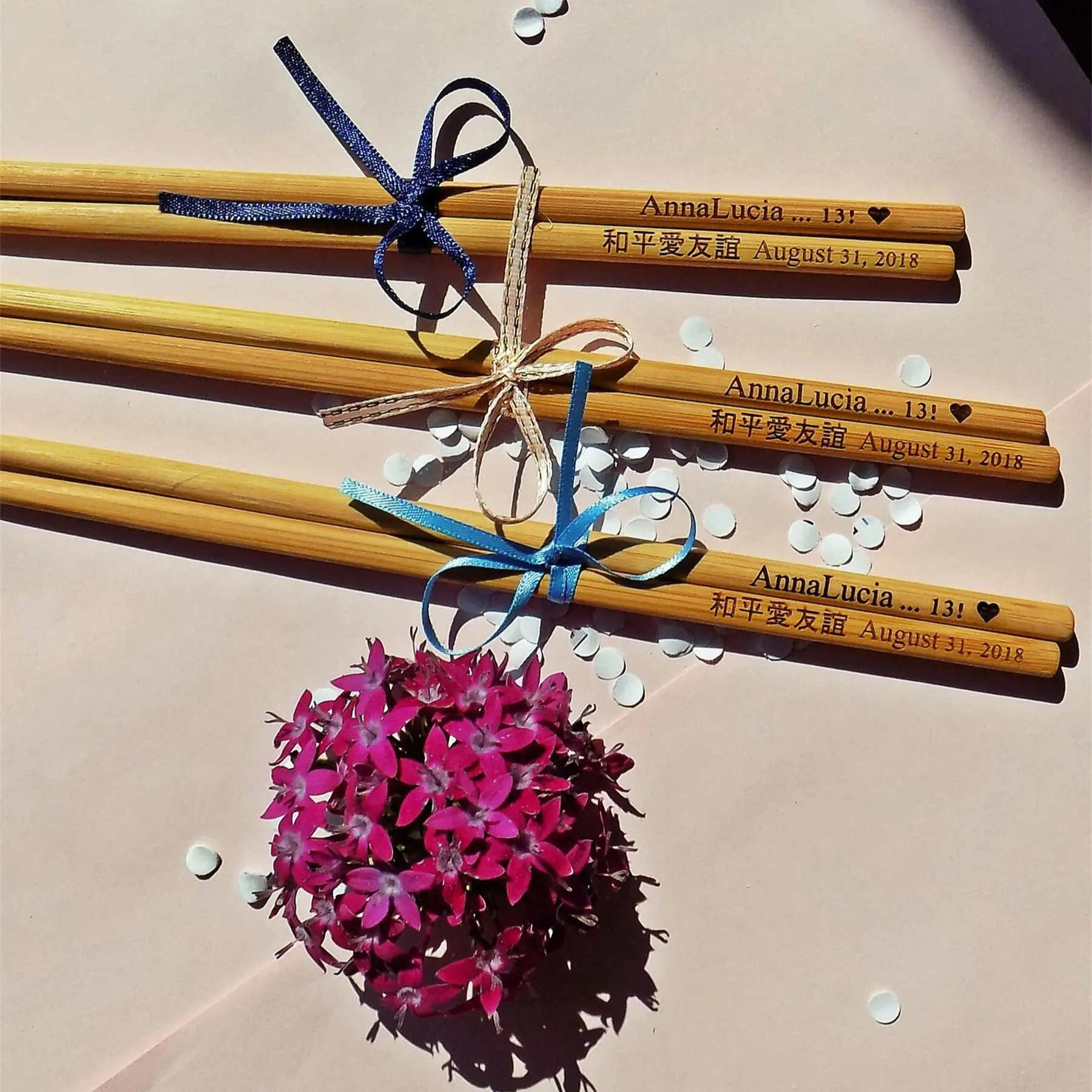 

100pr New personalized Chopsticks with bow, Wedding Favor Chopsticks, Engraved Bamboo Chopsticks, Wedding Gift, Wedding Favors,