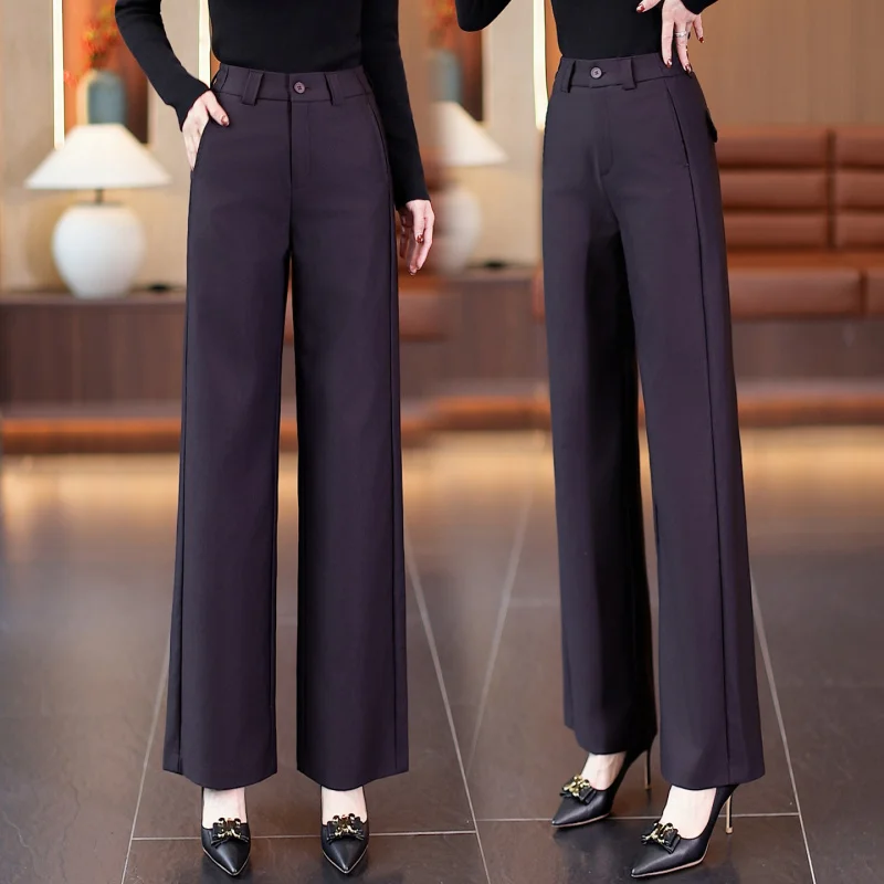 

Fashion Suit Pants for Women, Popular Autumn High-Waisted Slimming Straight Wide-Leg Pants, Commuting Versatile Casual