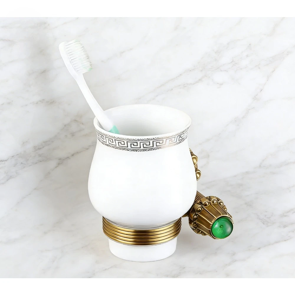 

Toothbrush cup holder, bathroom special storage accessories Brass antique single cup
