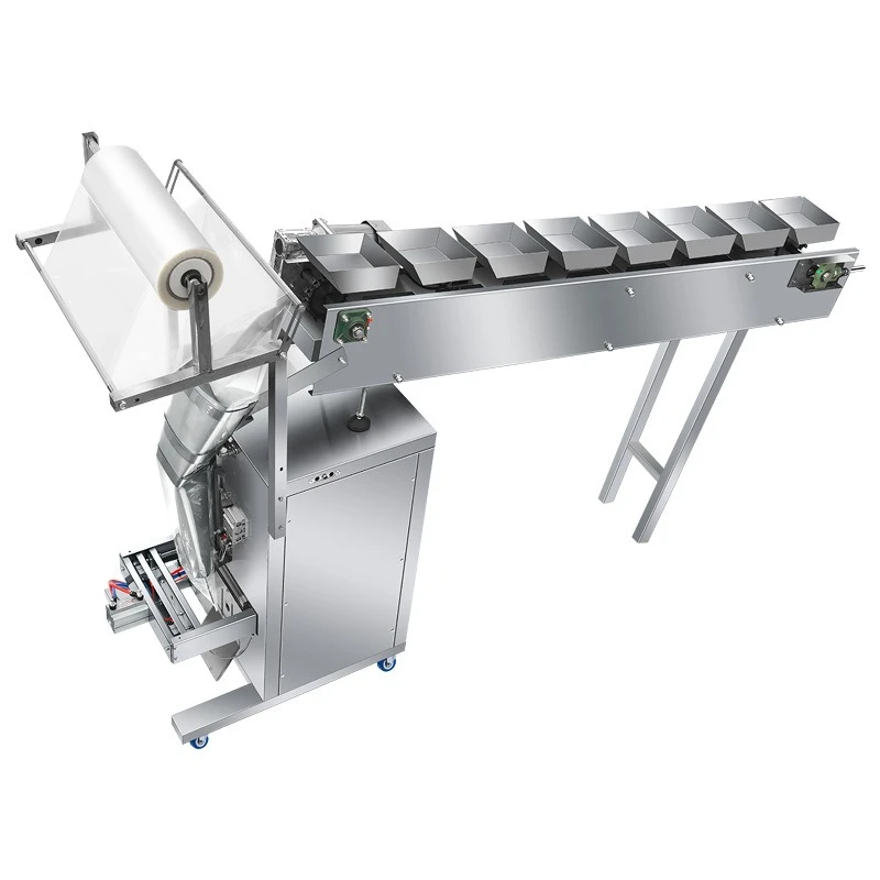 

Granular powder packaging machine translation bucket conveyor belt feeding packaging chain automatic filling machine