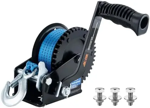 

AC-DK 1600LBS Heavy Duty Boat Trailer Winch with 26FT Strap, 4:1 Gear Ratio, Portable Hand Crank for RV, ATV, Jet Ski