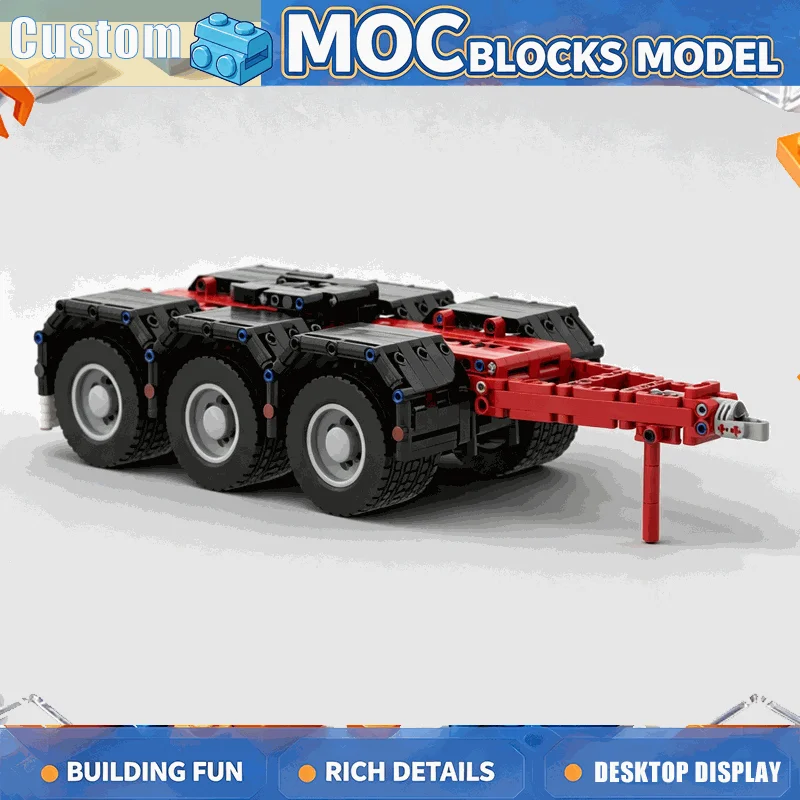 944PCS Heavy Duty Three Axle Trailer Dolly Building Block Model DIY Assembly Engineering Transport Vehicle Creative Display Gift