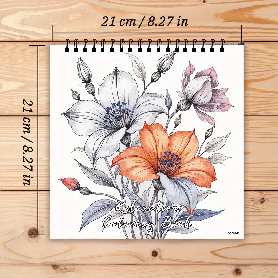 A soothing flower coloring book - 8.27 x 8.27 inches, 22 pages. An ideal gift for someone under stress.