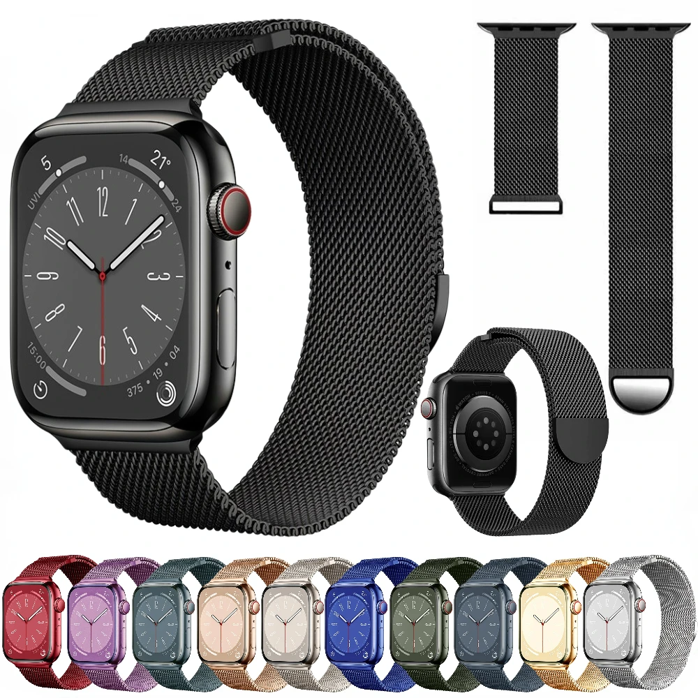 

Metal Loop Strap for Apple Watch Band 44mm 45mm 42mm 49mm 41mm 40mm 38mm Milanese Bracelet iWatch Series Ultra 8 3 5 6 7 SE band