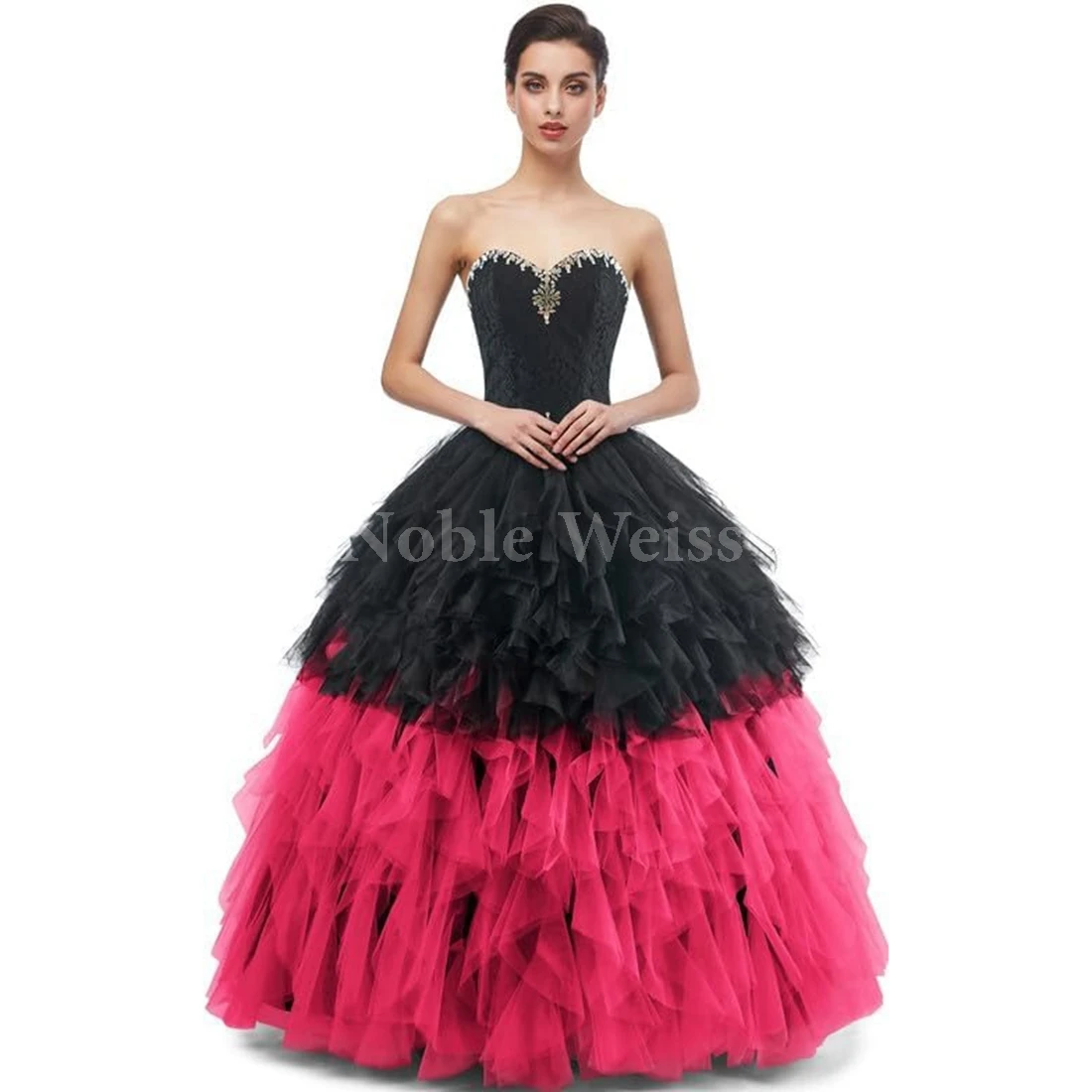 

Sweetheart Crystal Lace Tulle Quinceanera Dress Ball Gown Evening Dress Customize