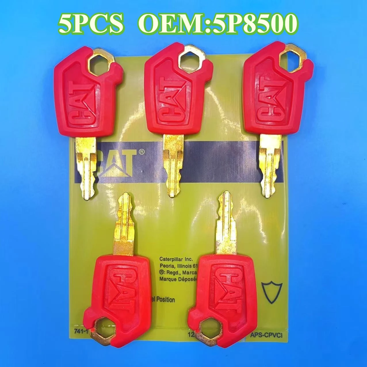 

5pcs For Caterpillar 5P850 cat Excavator start key ignition starting keys side door key excavator
