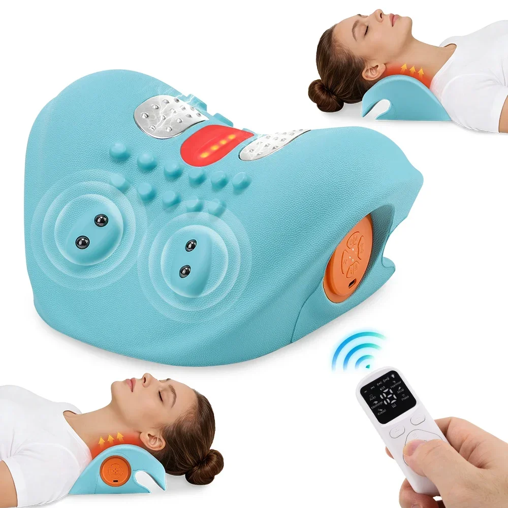 

Remote Cervical massager, Finger Pressure Head Acupoint Relax, Electric Shoulder Neck Vibration Massage,Infrared Massage Pillow