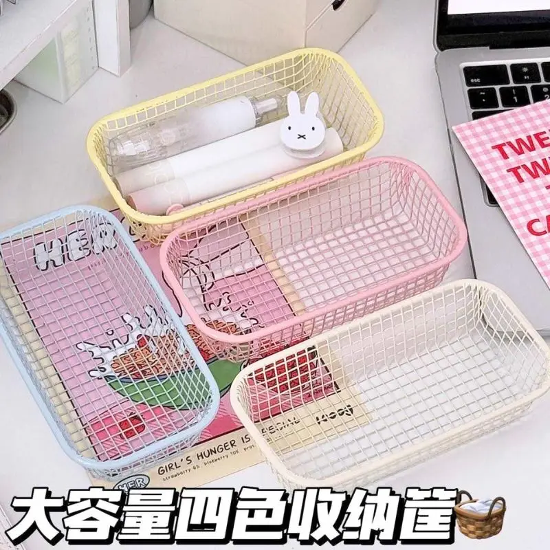 

INS Metal Organizer Basket Desktop Storage Basket Photocard Case Office Organizer Make Up Sorting Holder Stationery Home Supply