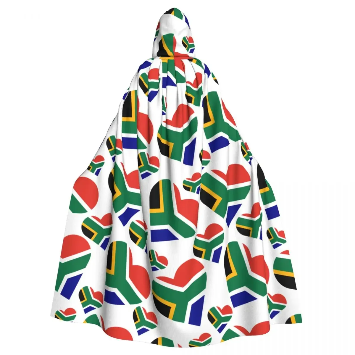 Hooded  Polyester Unisex Witch Cape Costume AccessorySouth Africa Flag Heart