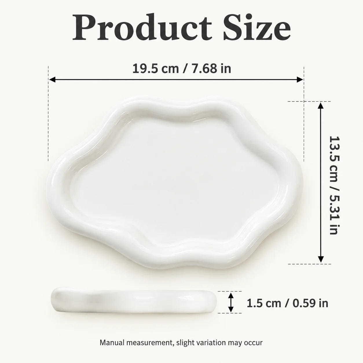 White Ceramic Cloud Jewelry Tray, Irregular Vanity Organizer for Rings Earrings Perfume Keys, Decorative Trinket Dish Home Decor view 4