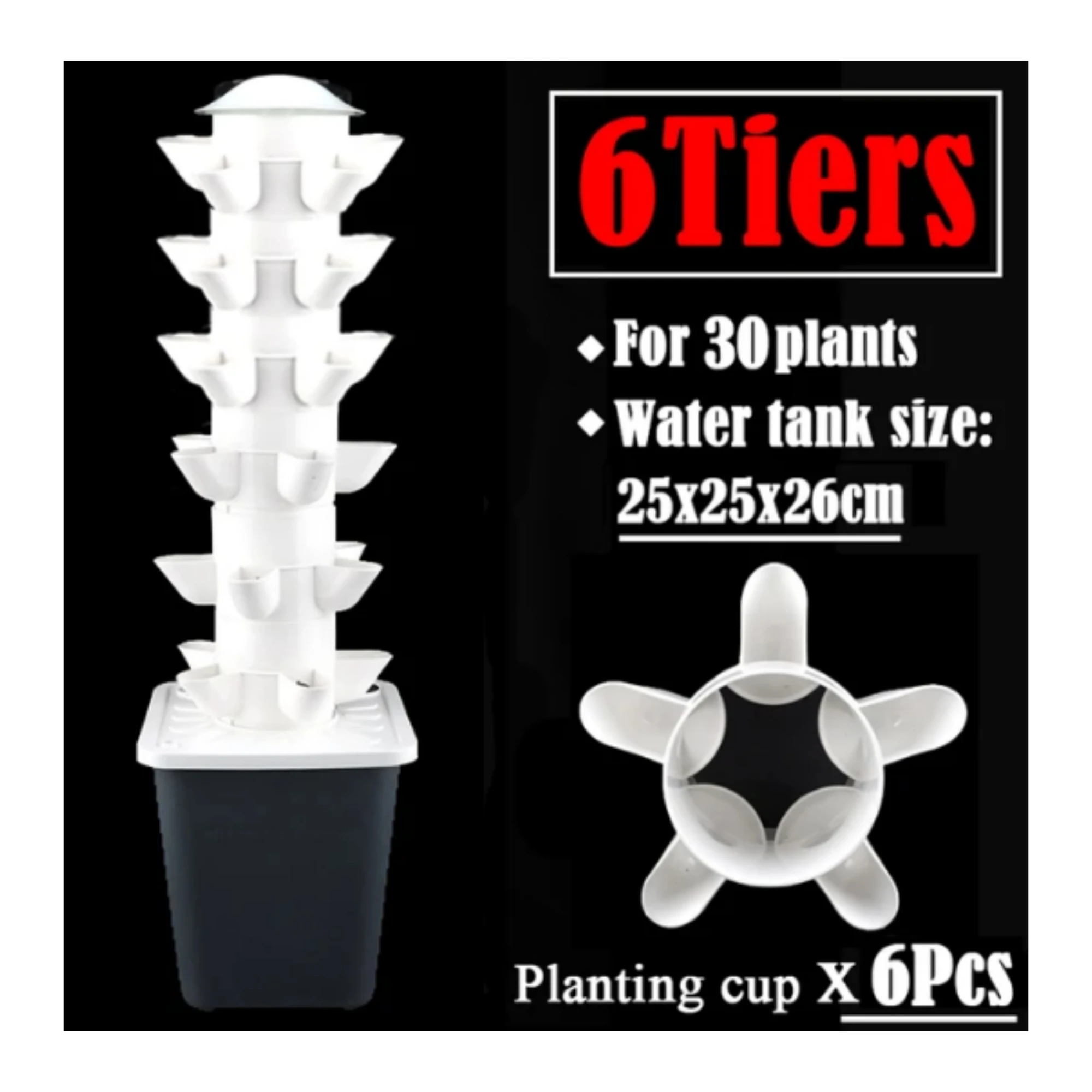 DIY Vertical Tower Planters With 5Holes Detachable PP Colonization Cups Indoor Soilless Vegetable Planting Hydroponic System