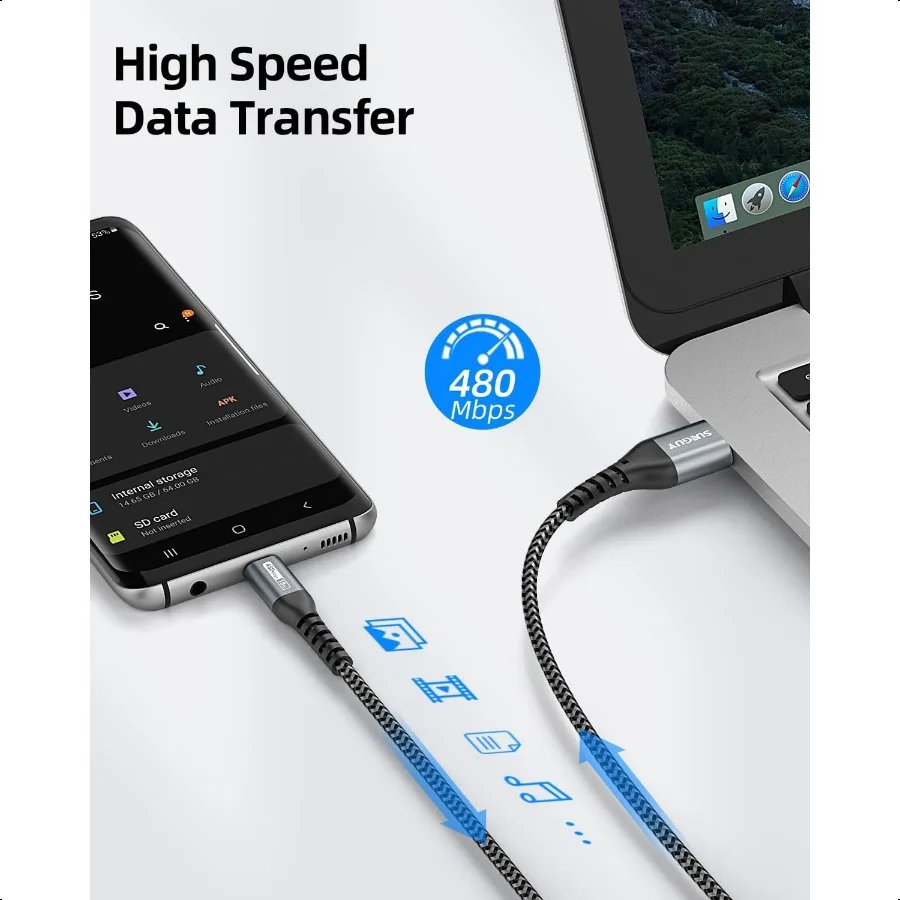 Kabel USB C 1.5FT [3Pack] 3A Kabel USB ke USB C Pengisian Cepat Sinkronisasi Data Kabel Terjalin Kompatibel dengan iPhone 16 15 Pro Pro Max Plus S