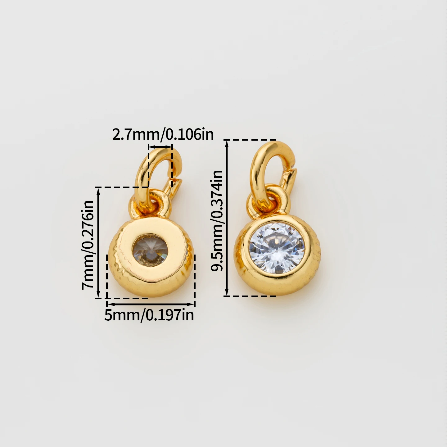 5Pcs/Pack 14/18K Gold Color Plated Round Shape Pendants with Zircon for DIY Bracelet Necklace Jewelry Making Accessories - Detail 1