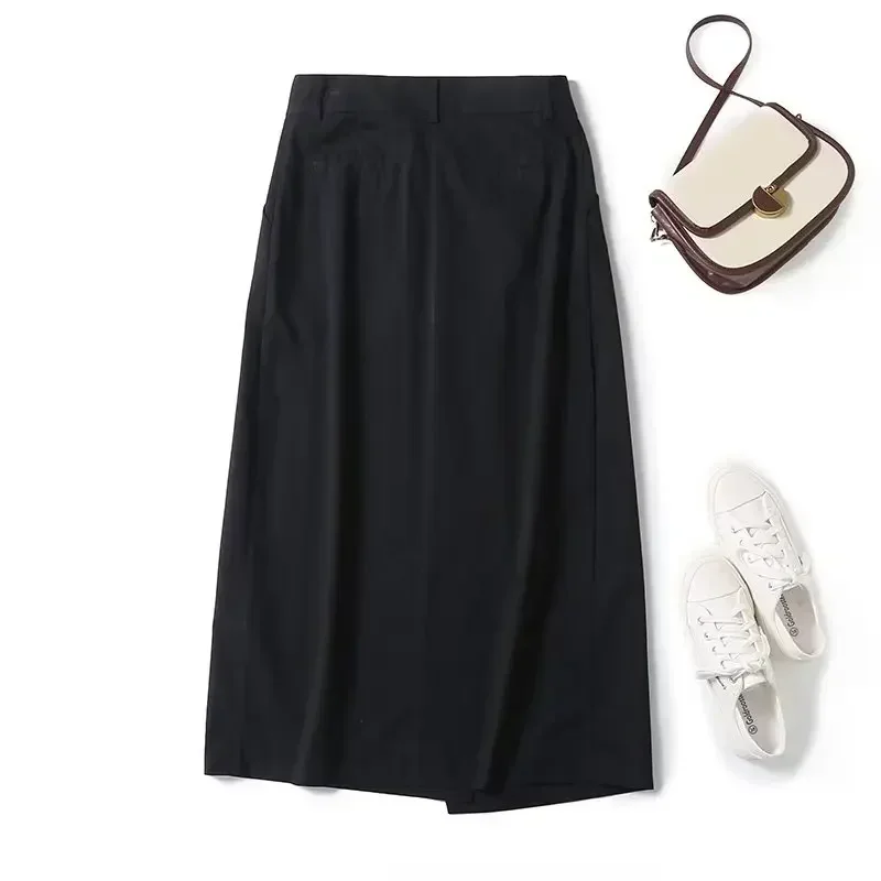 Dames 2023 Chique Mode Minimalistisch Ontwerp Comfortabele Rok Retro Hoge Taille Rits Lange Rok Mujer