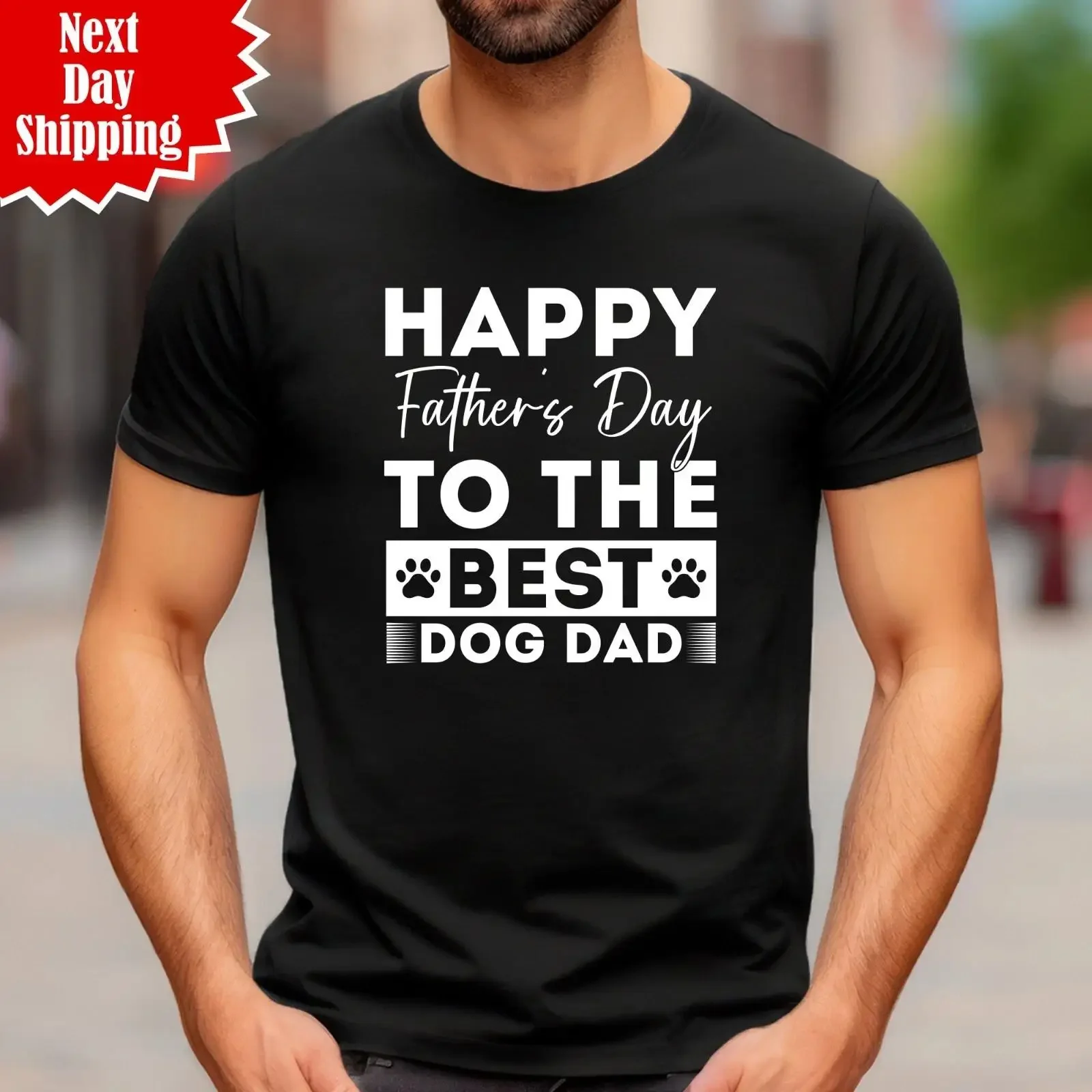 T Shirt Vatertag bester Hund Papa bedruckt Tierliebhaber Geschenk Männer normale Passform Top vintage Washed fashion Unisex