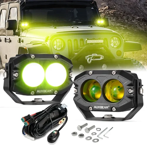 Imagen 1 del producto Auxbeam-Luz LED de trabajo cuadrada con arnés, 4 pulgadas, para camioneta, todoterreno