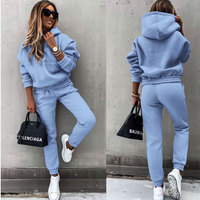 Winter Tracksuit Women Two Piece Set - Oversized Hoodie Sweatpants Solid Color Sportswear Suit |Casual Sweatshirt Trouser Set