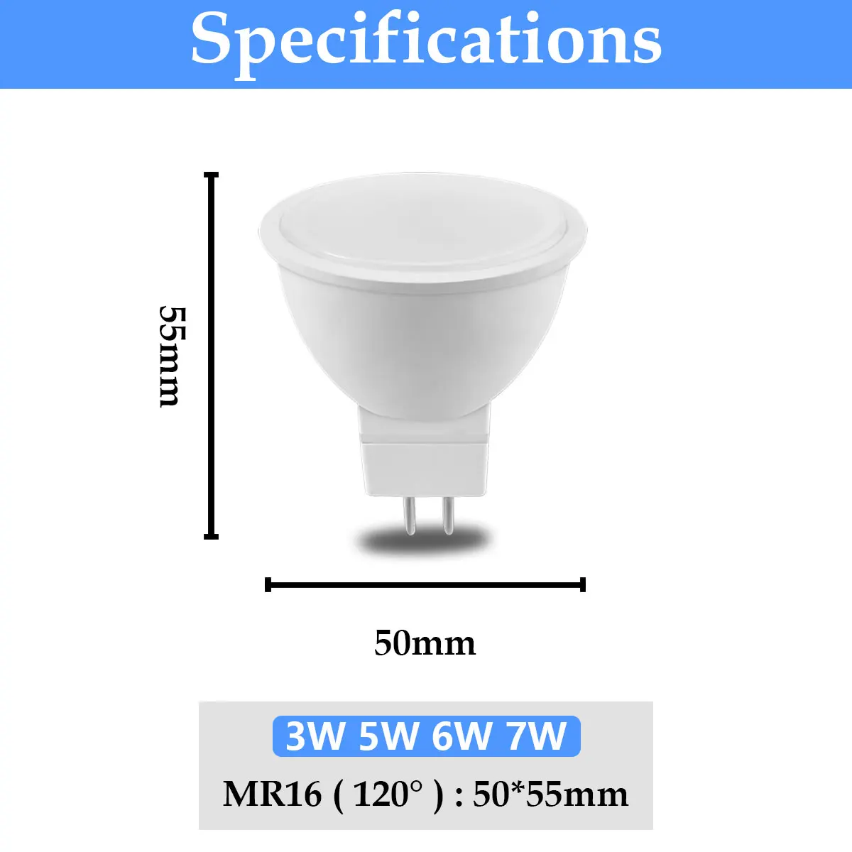 1-10PCS LED low pressure spotlight MR16 GU5.3 12V 3W-7W High lumen warm white light instead of 20W 50W halogen lamp