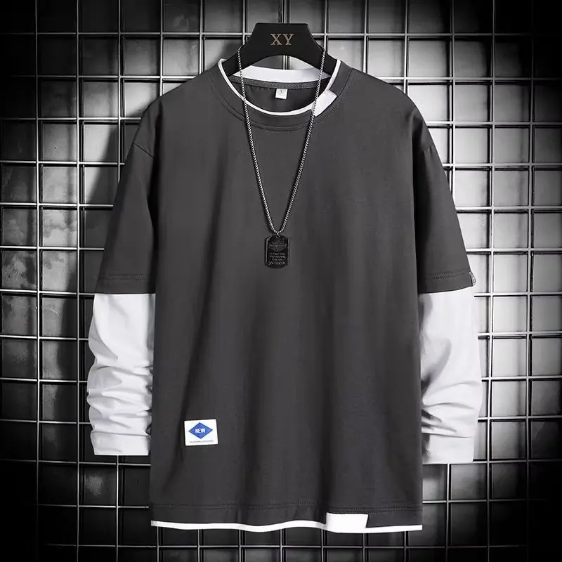 Long Sleeve Men's Hoodie T-Shirt  Autumn Season New Style Inner Wear Base Layer Shirt for Students Youth Fashion Trend
