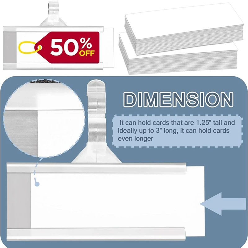 150 Pieces Plastic Wire Shelf Label Holders, Reusable Price Label Holder With Locks, Label Display Holder Easy Install