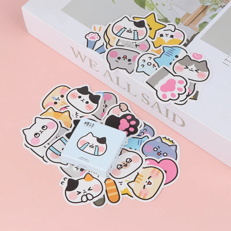 Stiker vinil kucing lucu 45 buah stiker anak kucing hewan untuk botol Laptop komputer ponsel DIY buku harian dekorasi Scrapbooking