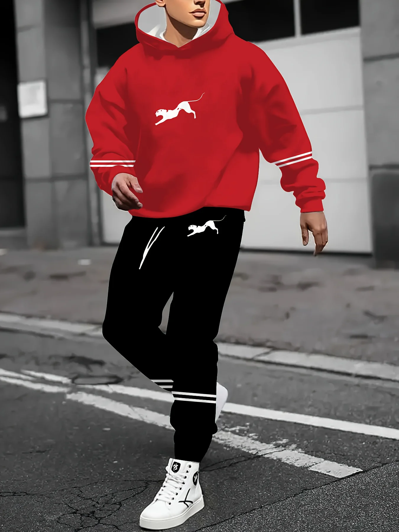 

2025 Fashion round-neck sweatshirt 3D printing Men's Autumn Winter Y2K Oversized Pants Sweatshirt+Trousers Jogging Suit