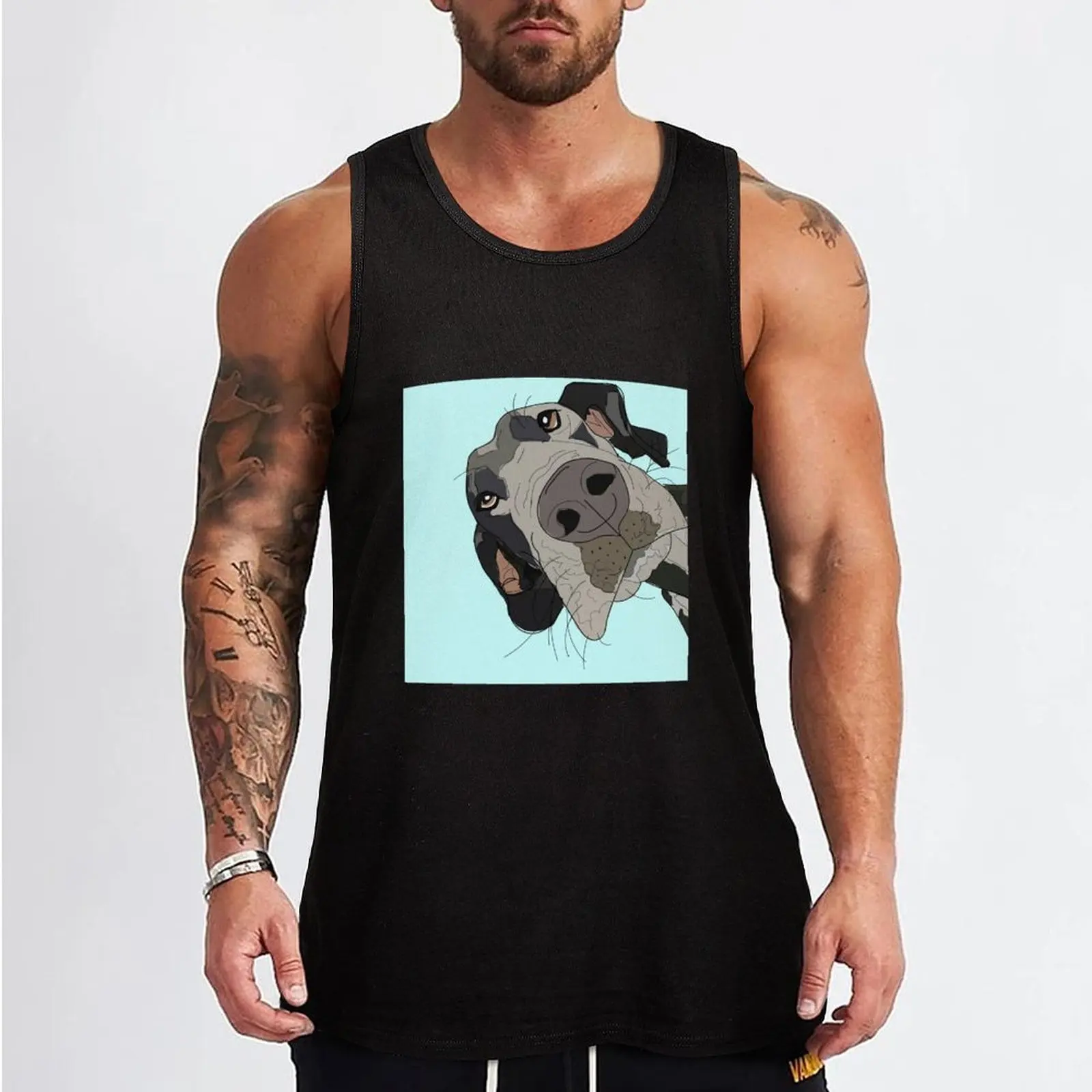 Great Dane In Your Face (teal) Tank Top clothes for men Men's summer vest