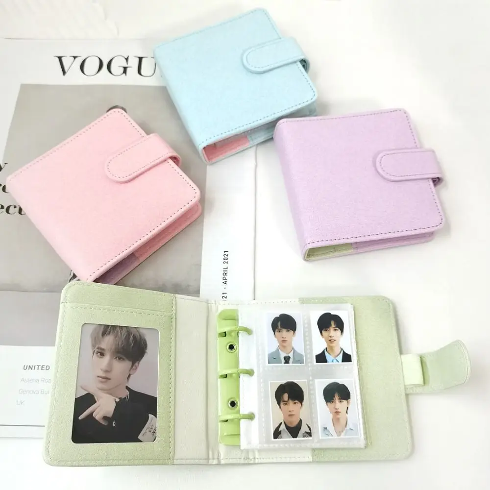 A8 Photo Album INS Binder PU Leather Photocard Holder Solid Color Photocard Collection Books Gift