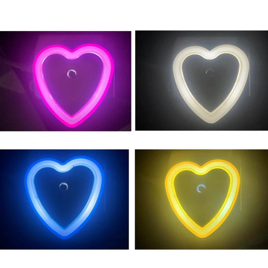 Mini LED Night Light Lamp Bulbs Mini Heart Nightlight Smart Light Sensor EU US Plug 110V-240V Universal Room Home Corridor