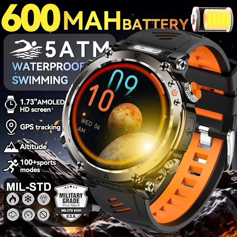 

2025 Men's New Outdoor Sports Watch, 1000 Mah Large Battery, Ip68 Waterproof One-Click Connection, 5.2 Bluetooth Call Watch