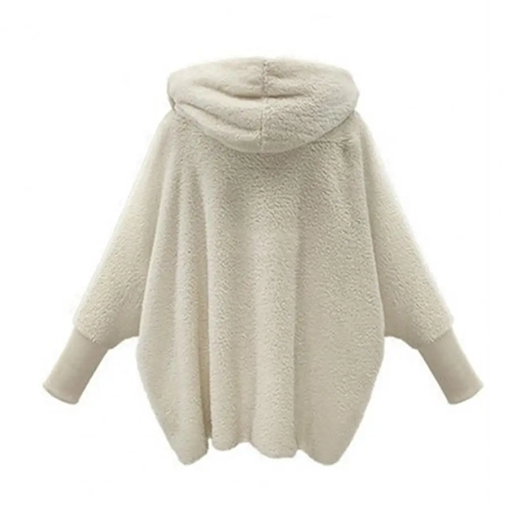 

Solid Color Coat for Women Cozy Sherpa Hooded Cardigan for Women with Pockets Oversized Fleece Jacket Open Front Fall Winter
