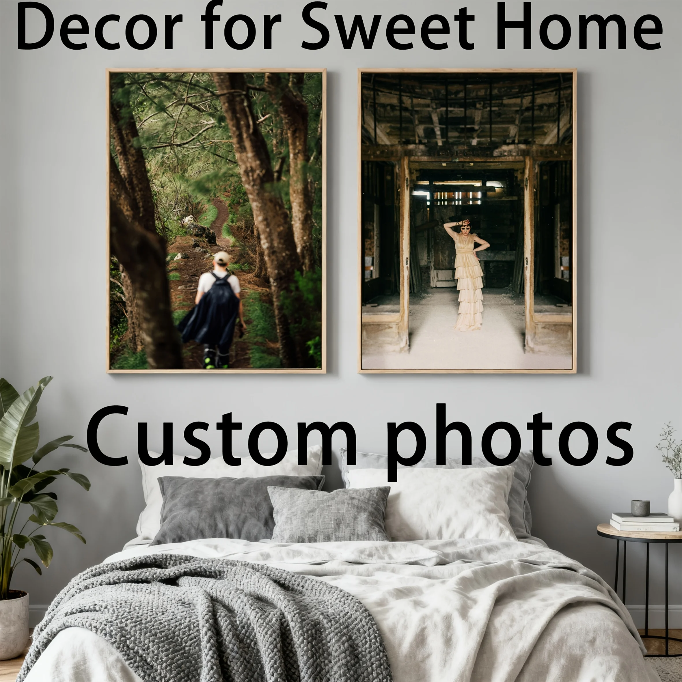 2 Stück personalisierter Leinwanddruck, individuelles Fotodruck-Set, Familienleben, Landschaft, Paar, Hochzeit, Zuhause, süße Zeiten, Dekoration